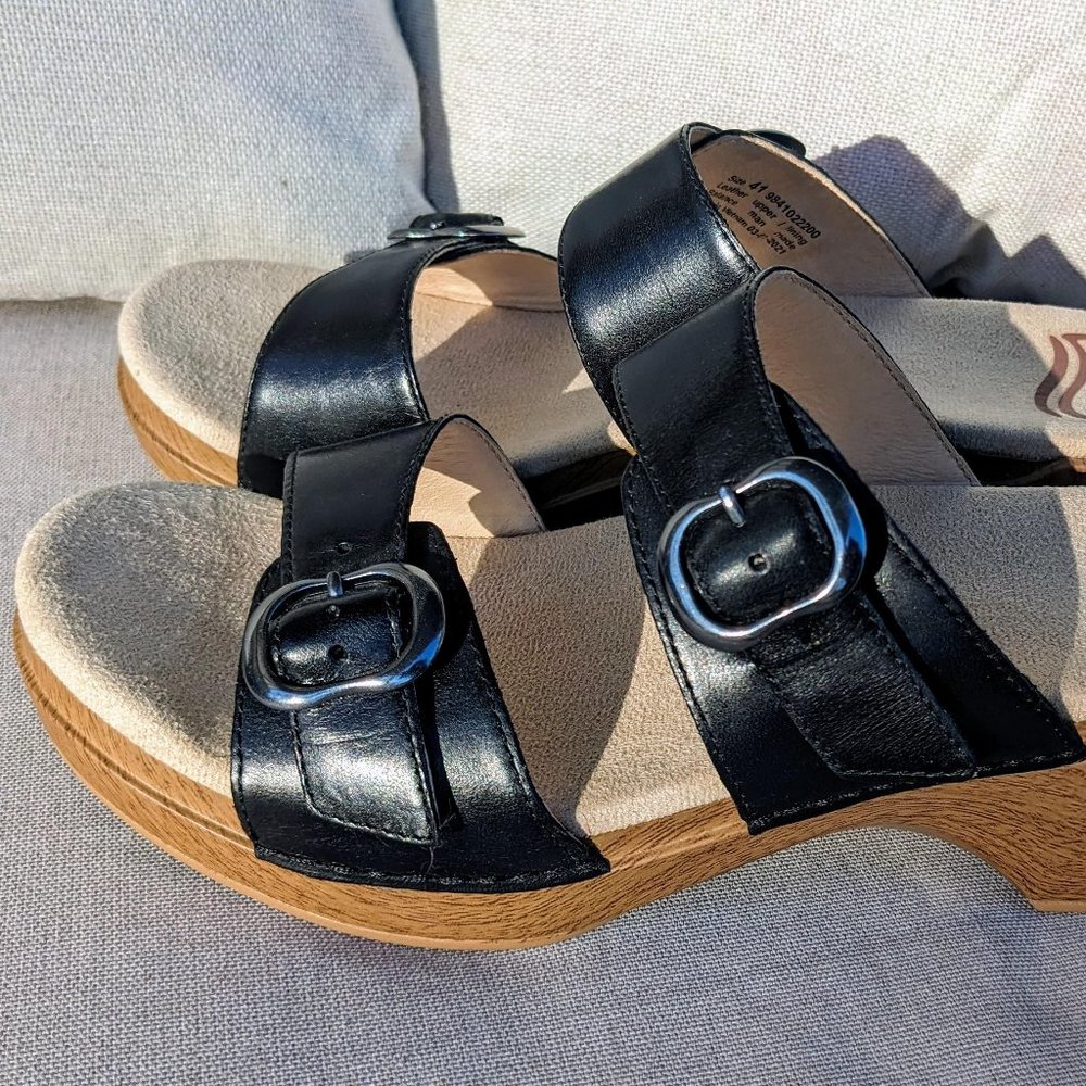 Dansko Sophie Women's Black Leather Slide Sandal ~ Size: 41 ✨NWOB !!✨